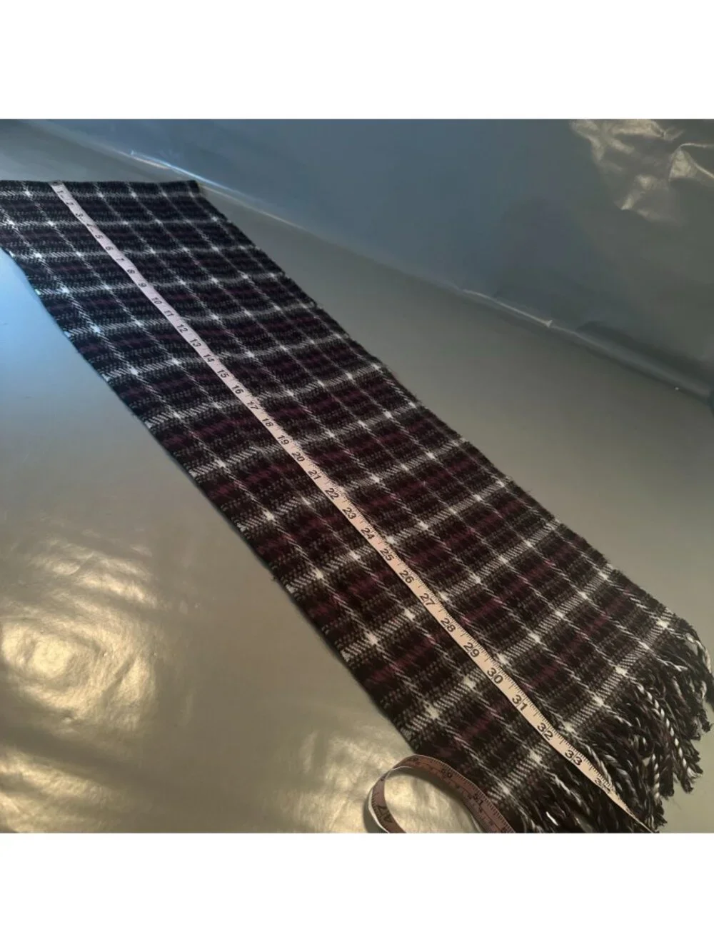 100 Percent Cashmere Scotland Scarf Tartan Plaid Wrap Shawl Tassels Black